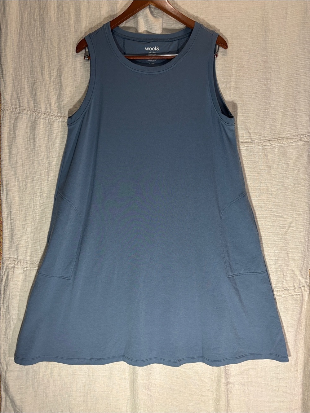 wool& Sierra Merino Wool Tank Dress XL Long Vintage Blue EUC Minimalist Capsule